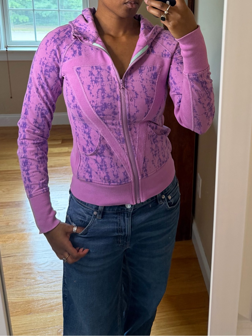 Ivivva Lilac Patterned Zip-Up Bomber Hoodie